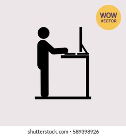 Man Working At Standing Desk Icon