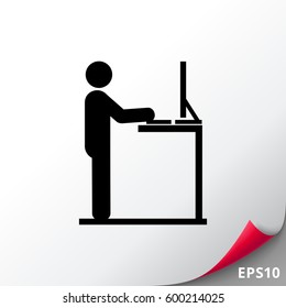 Man Working At Standing Desk Icon