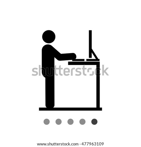 Man Working at Standing Desk Icon