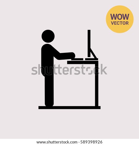 Man Working at Standing Desk Icon