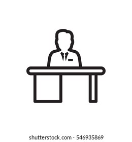 man working at the table icon illustration isolated vector sign symbol