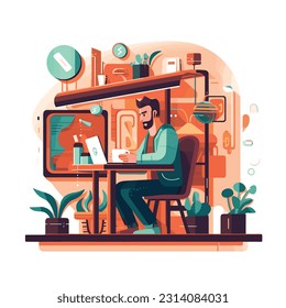 Man working tech environment illustration
