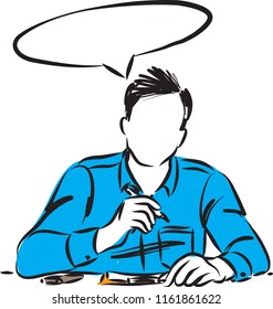 man working and thinking vector illustration
