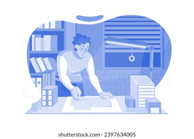 Hombre trabajando hasta horas tardías
