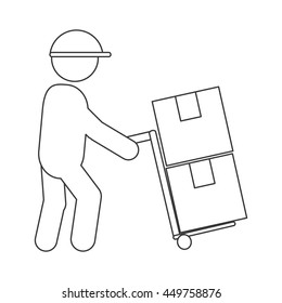Man working transport box Isolated vector illustration