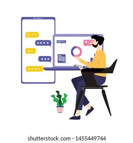 Man Working Vector Template Design Illustration