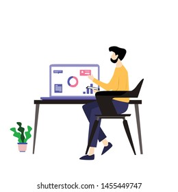 Man Working Vector Template Design Illustration