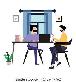 Man Working Vector Template Design Illustration