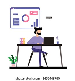 Man Working Vector Template Design Illustration