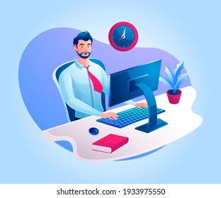 a man working at a work desk
