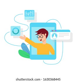 man working work flow vector illustration