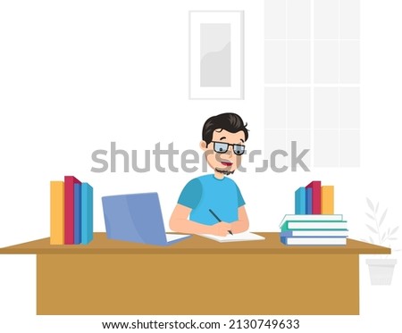man working as a writer illustration concept
