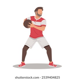 man workout with ball flat design illustration