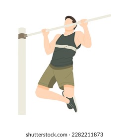 man workout doing pull up isolated illustration