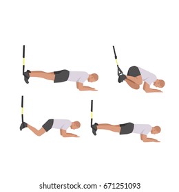 Man workout using resistance band flat vector illustration