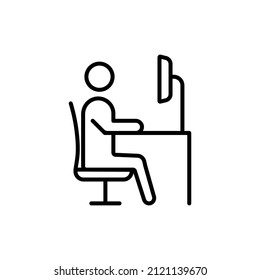 The Man Works At The Computer. Design, Website Surfing, Remote Work. Free Time Spending. The Rule Of Setting Posture At Work On The PC.