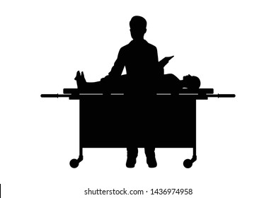 The man works in morgue silhouette vector