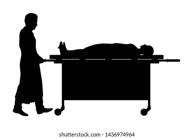 The man works in morgue silhouette vector