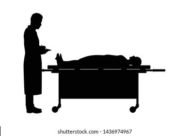 The man works in morgue silhouette vector