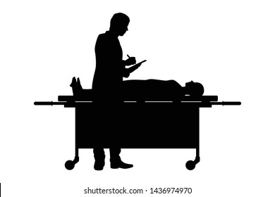 The man works in morgue silhouette vector