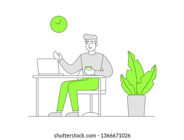 A man works in an office.