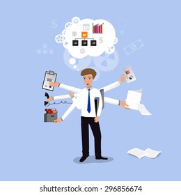 A man works well, multi tasking and multi skill