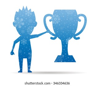 man world cup christmas icon with snow