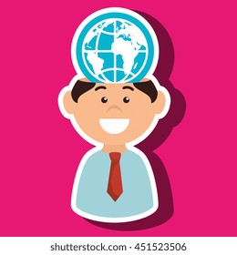 man and world isolated icon design, vector illustration  graphic 