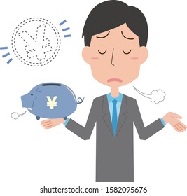 A man worried about not saving money
