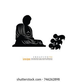 man worship the Buddha icon.vector illustration.