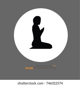 man worship the Buddha icon.vector illustration.