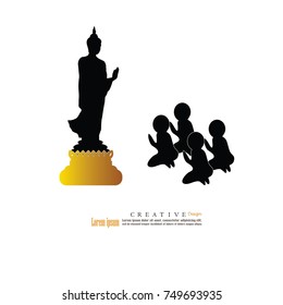 man worship the Buddha icon.vector illustration.
