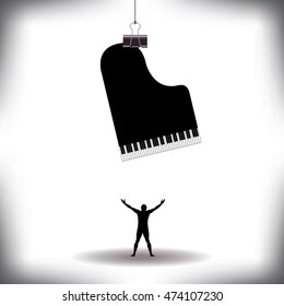 A man worships music with white space for text 