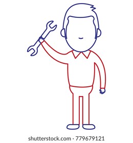 man with wrench tool isolated icon