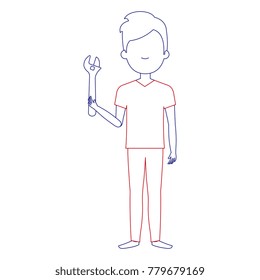 man with wrench tool isolated icon