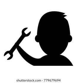 man with wrench tool isolated icon