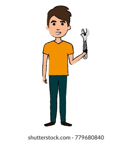 man with wrench tool isolated icon