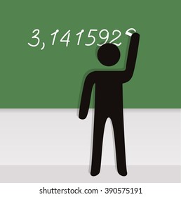 Man write on blackboard