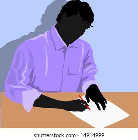 man writing	