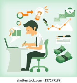 man writing a business plan