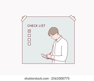 The man writing the checklist.