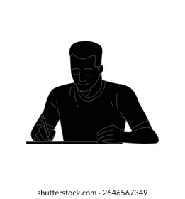 Hombre que escribe el icono, hombre que trabaja la silueta Escribir, icono del hombre 