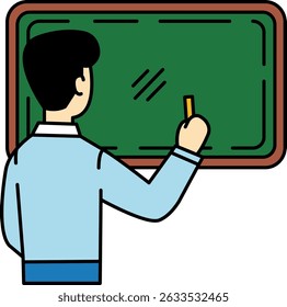 A man writing on a blackboard