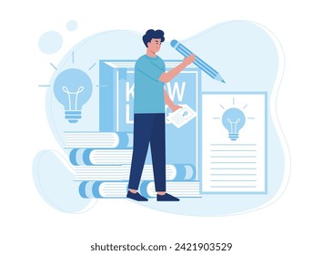 man writing on paper exam concept  trending concept flat illustration