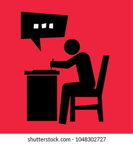 Man Writing on Table Retro Style Pop Illustration