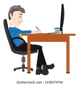 man writing on a table taking notes working in the office employee worker manager chairman ceo