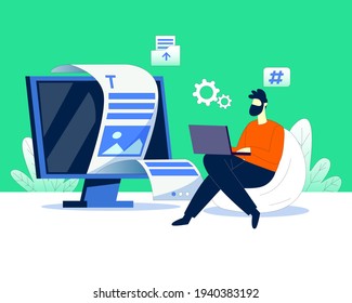 A man writing seo code illustration concept vector