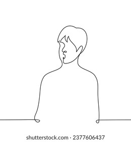 man yawns or is surprised - one line art vector. concept yawn, wonder