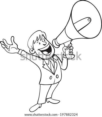 Man yelling by megaphone