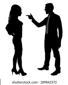 Man yelling pointing at woman, vector